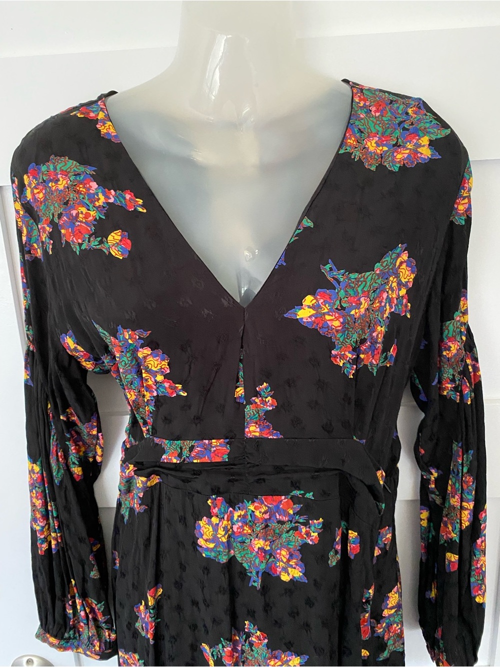 New w Tag Ba&Sh Dress Flame Noir Size 10 Floral Viscose
